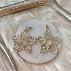 Star flower rhinestone earrings